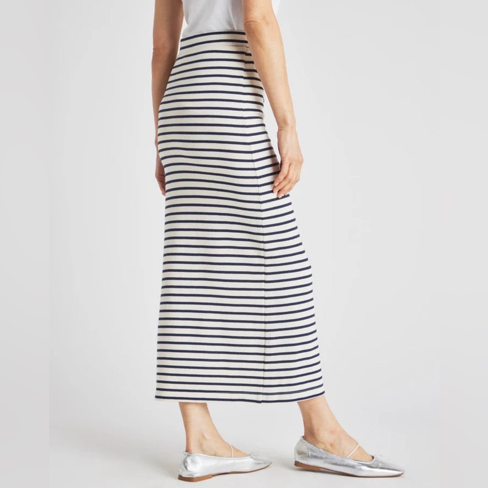 Splendid Whitney Stripe Terry Cotton Maxi Skirt Womens Small Cream and Black - Picture 11 of 11